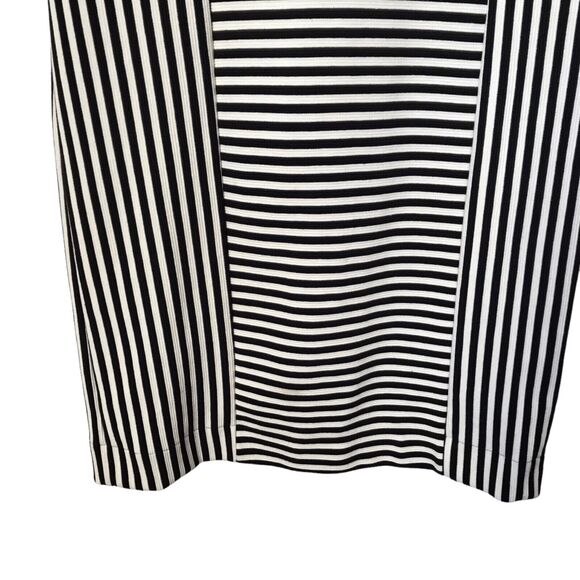 Joe Fresh Dress Size SP Black White Multi Striped Sleeveless Pencil Sheath - Picture 3 of 13